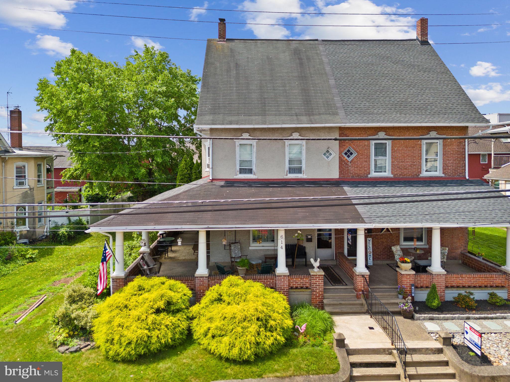Welcome to this charming and beautifully maintained 4-bedroom, 1.5-bath Victorian twin located in the vibrant heart of Perkasie! This delightful home combines timeless character with modern updates and sits just steps from the local farmers market, boutique shopping, restaurants, and year-round town events.
The inviting first floor features a spacious, eat-in kitchen with lovely views of the fenced backyard—perfect for gatherings and everyday living. A classic wrap-around porch offers a warm welcome and a perfect spot to relax. Modern kitchen with plenty of cabinets and counter space complete with a breakfast room. This home has ornate woodwork and hardwood floors. Upstairs, you’ll find two bedrooms on the second floor, including a master with a generous walk-in closet and access to a private balcony. The third floor offers two additional cozy bedrooms, ideal for family, guests, or office space.
Additional highlights include updated full bathroom with new tub surround, new boiler approximately 2 years old, full basement for storage or workshop space, and an oversized 2-car barn style garage with a loft – great for hobbies or extra storage. Don’t pass up the opportunity to call property home.