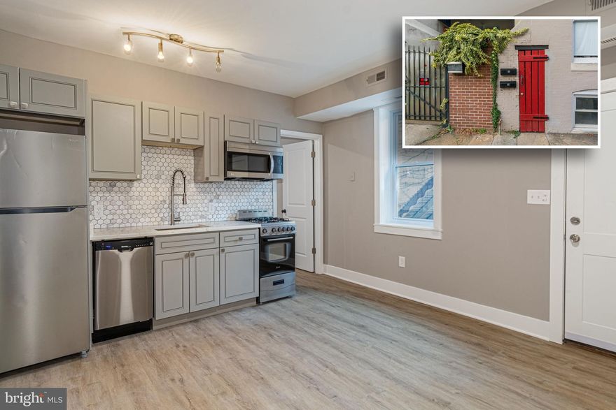CHARMING UPDATED 1 BEDROOM 1 BATH APARTMENT IN THE HEART OF FELLS POINT!  This designer top floor apartment features wood laminate floors, attractive kitchen w/ granite counters, ss appliances, & tile backsplash, full bath, spacious bedroom, and shared garden patio. This building consists of 5 units and this unit is located in the rear of the property on the 2nd level. The location can't be beat - walking distance to Fells Point shopping and restaurants, the waterfront, and Harbor East!  MUST HAVE GOOD CREDIT TO BE CONSIDERED