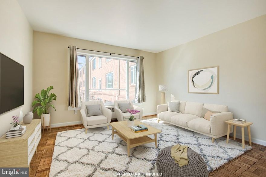 Updated delightful and sunny apartment in award-winning Parkside community, steps to Grosvenor Metro/close to downtown Bethesda. Bright Kitchen with granite counters and contemporary cabinetry, pantry closet. Spacious bedroom, good sized closet. Updated bathroom with lovely tile. Double pane windows. A/C controlled in the unit with a "split". Top floor, so no noise above. All utilities included in rent, which includes 1 parking permit . Laundry is in building two doors down, along with your storage area (can fit a bike).  Pool and tennis anyone? (Community amenities subject to covid-19 restrictions).  Available immediately. Rent shown is for 2 year lease/preferred. For 1 year lease add $40/mo. Application fee $30/adult on lease, on line system. Owner/agent. Apply at https://apply.link/3bERx04