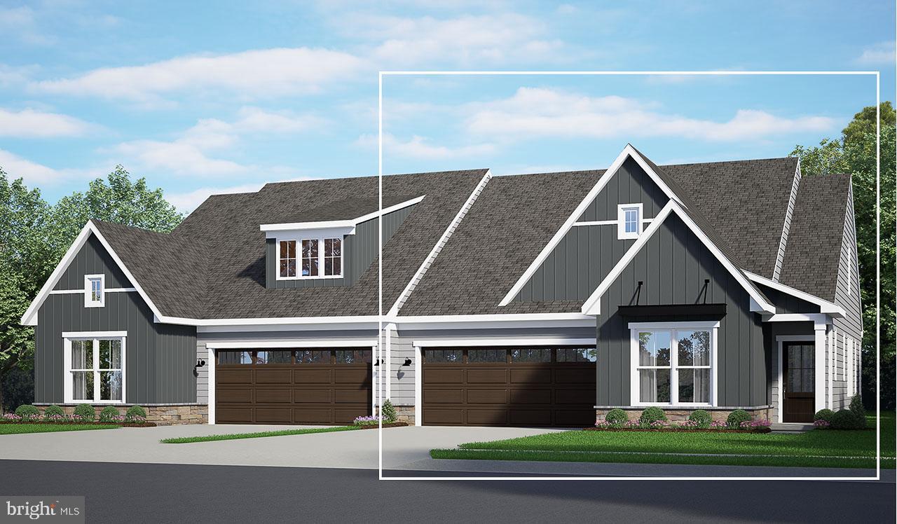 UNDER CONSTRUCTION – AVAILABLE THIS SUMMER: Landmark’s new duplex at Winding Creek 55+ is a thoughtfully designed 1-story home with 2 bedrooms, 2 full baths, and a 2-car garage with a mudroom entry. The front entry opens to the foyer and the secondary bedroom, perfect for guests. Stylish vinyl plank flooring flows throughout the main living areas. The kitchen, well-appointed with quartz countertops, a tile backsplash, stainless steel appliances and a large pantry, is adjacent to the dining area and great room to create an open plan. The great room creates a grand impression with its cathedral ceiling and wood beam accent and a beautiful fireplace with a stone and shiplap surround. Tucked quietly to the back of the home, the owner’s suite features an oversized closet and a private bathroom with a tile shower and double bowl vanity.