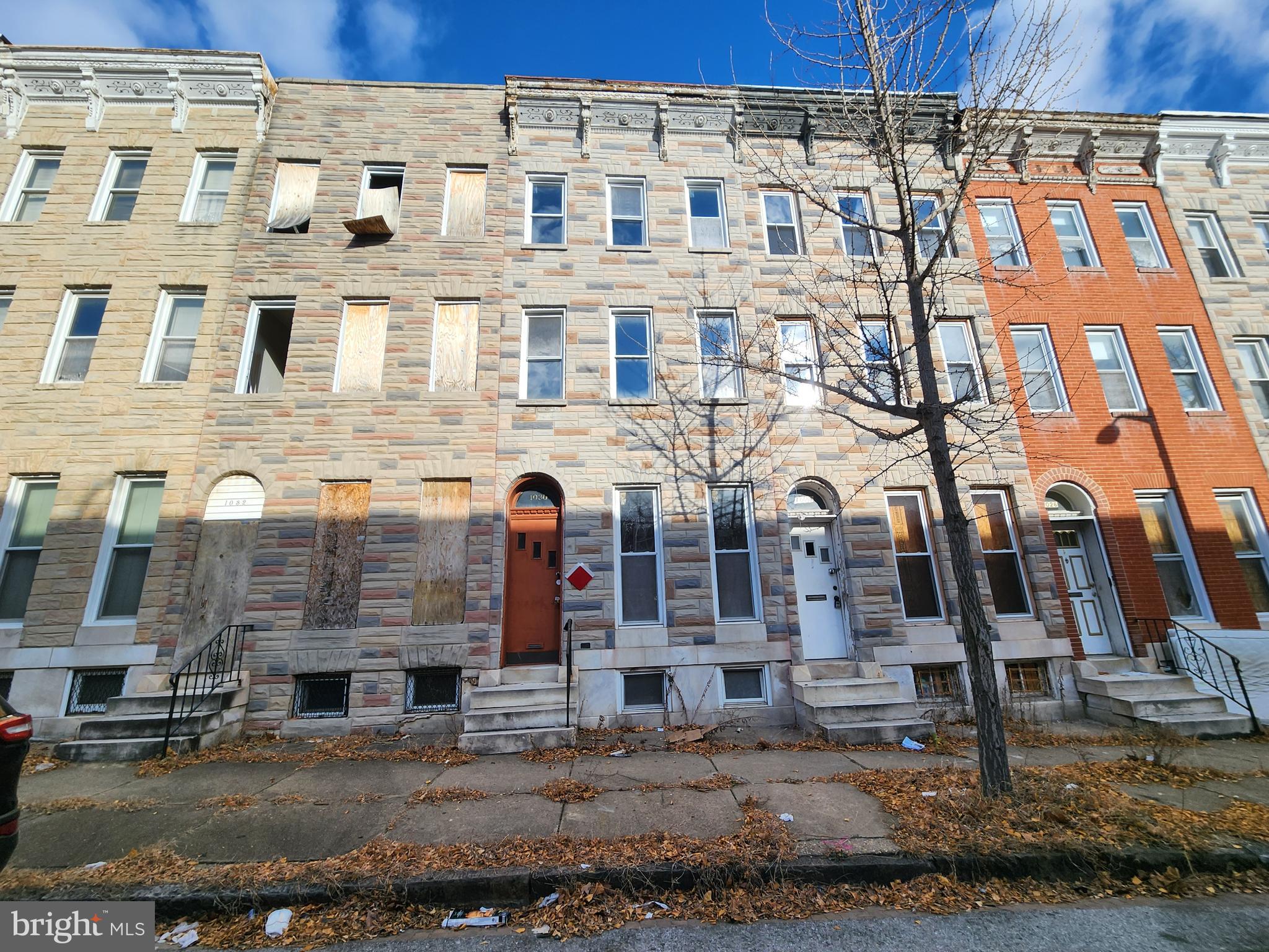 ONLINE AUCTION: Bidding begins 1/14/2025 @ 10:00 AM. Bidding ends 1/16/2025 @ 11:20 PM. List Price is Suggested Opening Bid. Deposit: $5,000.
1030 Brantley Ave is a three-story rowhome located in Baltimore’s Harlem Park area. It’s within about a mile of Druid Hill Park, Lexington Market, and the University of Maryland Medical Center Midtown Campus. Major traffic arteries nearby include W Franklin St, and the Franklin Mulberry Expressway. The property is vacant and in need of total renovation.
