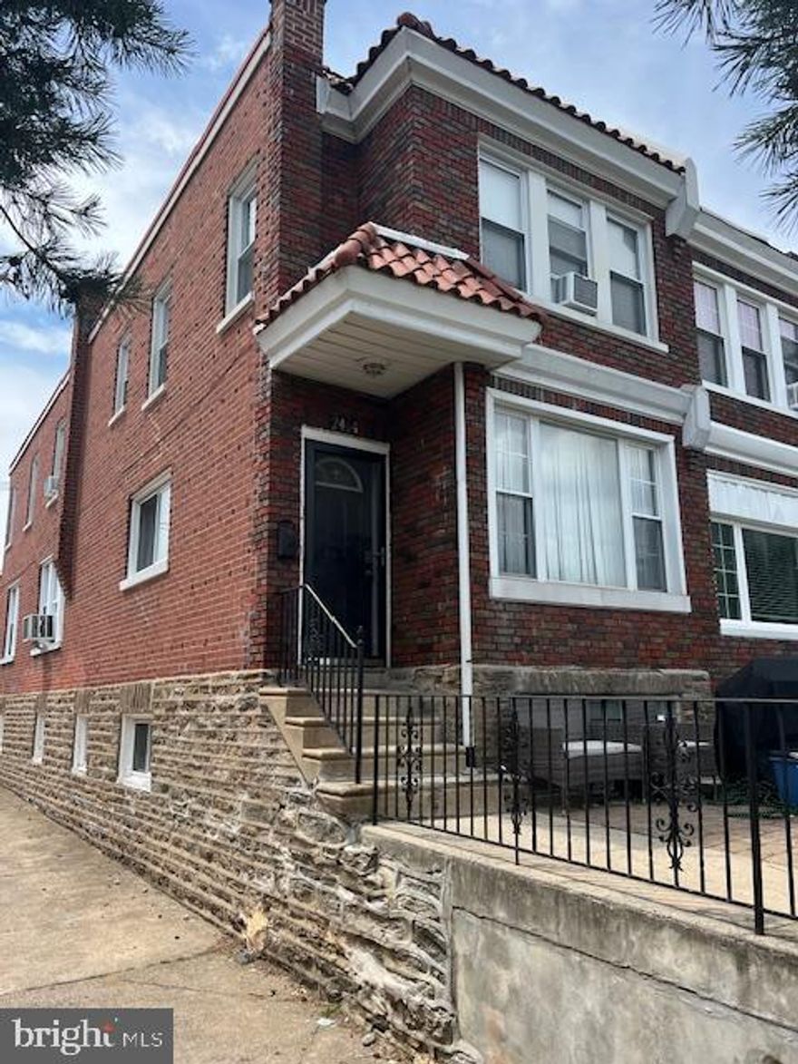 This West Oak Lane End row home provides 2 story living, with 1590sqft of space. . First floor offers hardwood flooring, an updated large kitchen, which opens into a large dining room area.  The living room has beautiful hardwood flooring and for ambience, features an electric fireplace.  The 2nd floor has a hall bathroom, and 3 nice size bedrooms. The master bedroom offers an en suite bathroom for convenience and privacy. The lower level has a walkout basement with a half bath for guests. The property also offers off-street / Driveway parking.  This home is close to public transportation, shopping and Russel Park which has a Multipurpose field. A must-see property, make your appointment today.