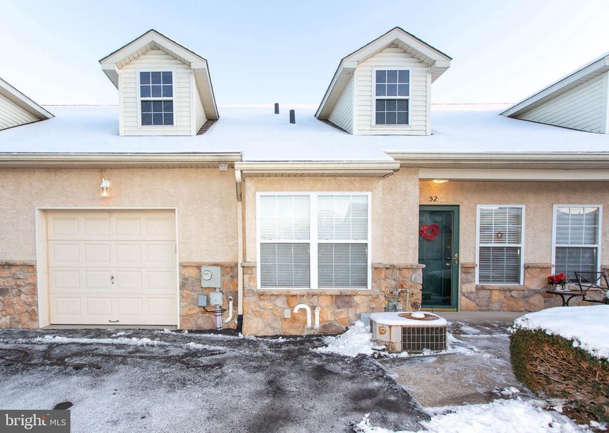 You will love the convenience of this updated first floor living in this cul de sac location! Located in Stuarts Keep this home is centrally located to major roads, shopping, pharmacies, parks and many more conveniences.  No steps as you enter the front door into the foyer which has engineered H/W floors and a coat closet. Off the front entrance is the secondary bedroom with wall to wall carpeting.  Close by is the guest bath which was recently updated with a new vanity, toilet and tile flooring.  The spacious living room has engineered H/W floor and a gas fireplace to keep you warm during those cold days and nights! There is also a ceiling fan and recessed lights that have been added.  This room has also been recently painted.  Off the living room is the eat in kitchen with a new floor and a new SS refrigerator which is included.  42" cabinets and a pantry will give you much storage for all your cooking supplies!  There is under cabinet lighting and recessed lights in the kitchen also.  Off the living room is the primary bedroom which has been recently painted, has a ceiling fan and recessed lighting.  There is a walk in closet as well as a reach in closet for all your clothes and storage needs!  The en-suite bathroom has been recently renovated with new vanity, lighting, tile floor and toilet.  The walk in shower has tile and glass doors and is easy to get in and out of.  There is also grab bars that have been added for additional safety.  The laundry room is off the living room and has overhead cabinets for your laundry needs.  There is also an entrance to the 1 car garage from here.  The garage has a garage opener and keypad for easy access.  Off the front entrance is the door to the basement.  The basement has 9 foot ceilings and is spacious for all your storage requirements.  Wide doorways are a plus if the need for a wheelchair ease is ever needed.  Additional insulation was added to the attic to help keep the utilities low.  Stuarts Keep is a well established 55 and over community and is well maintained through out.  There is a clubhouse that has an exercise room, large gathering room for residents to use.  The clubhouse also has a kitchen and can be rented for family gatherings, baby bridal showers, birthday parties etc.  Agent has interest in property.  Home is in excellent condition. Property is being sold as is.