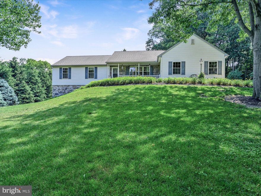 Peaceful, country setting, located minutes from Etown! Spectacular view at front of property overlooking stream and pastural setting.  This beautiful ranch home provides easy 1 floor living, with same level laundry room and large walk-in pantry.  3 bedroom and 2 full baths are on the main level. Lovely covered porch out the front and patio in the back for all of your summer grilling. (Footer installed under back patio, incase buyer wishes to enclose down the road.) Primary suite includes whirlpool tub! 2 car, oversized attached garage. Lower level has a walk-out finished basement, including potential in-laws quarters with large rec room with electric fireplace, bedroom, full bath with tub shower, and a full eat-in kitchen.  Nice size storage closet under the stairs as well as a large storage room that houses the mechanicals, as well as room for much much more. Superior Wall Foundation. Spacious front, side & back yards with sizable shed with both front & back access doors. Wait, we're not finished......this unique property has a 64' x 40' pole barn, split down center with 2 separate garage doors. Choose to use it yourself or rent 1 or both sides out and supplement your mortgage payments. Either way win-win! Call today to schedule your showing! Showings will start on Monday, 6/14.