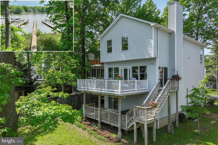 1234 Washington Drive is a beautiful Annapolis waterfront home with 4 bedrooms and 3.5 bathrooms. The setting is amazing with a level waterside yard, private pier, and stunning Oyster Creek views. Oyster Creek is a protected inlet right off the Bay, so you can jump on your boat and be on the Chesapeake Bay in minutes. It’s a great location because of the protection so keeping a kayak or SUP on hand is a fun alternative.  Another waterside option: the community has a large Bayside beach if you want to spend a few hours playing in the sand.
This well-maintained home has gleaming hardwood floors on the main and upper levels. Entertain on one of the two spacious waterside decks – it’s the perfect spot for grilling or outdoor dining. The main level of the home is designed for how we live today: a great room allows those in the kitchen and family room to look out and see the water. The living and dining areas have a front row seat! The upgraded kitchen has a large center island, beautiful white cabinetry, and a show-stopper glass-tile backsplash. Step out to the waterside deck for an alfresco meal or walk down to the waterside yard with your picnic for the boat ride. There's a wood-burning fireplace in the living room and the dining space has custom built-in cabinetry.  Also on this floor is a family room and a half bathroom. 
The upper level of the home features the primary suite with a spacious walk-in closet, ensuite bathroom, and BIG water views. There are two more bedrooms on this floor that share a bathroom. The laundry is conveniently located on the bedroom level. The walk-out lower level includes a fantastic bonus space with a fourth bedroom and a full bathroom. This space is currently being used as a rec room, but easily doubles as a quiet home office. There's direct access from the bedroom toa shaded deck and the waterside yard through a sliding glass door. Chesapeake Bay gift included: there is a heron who loves the natural setting between the yard and the pier so you'll enjoy sunrise views and bird-watching every single day. The Oyster Harbor community offers a boat ramp and fishing pier. By land you are conveniently located to shopping, major commute routes, and it’s a short drive to Downtown Annapolis. Welcome home!