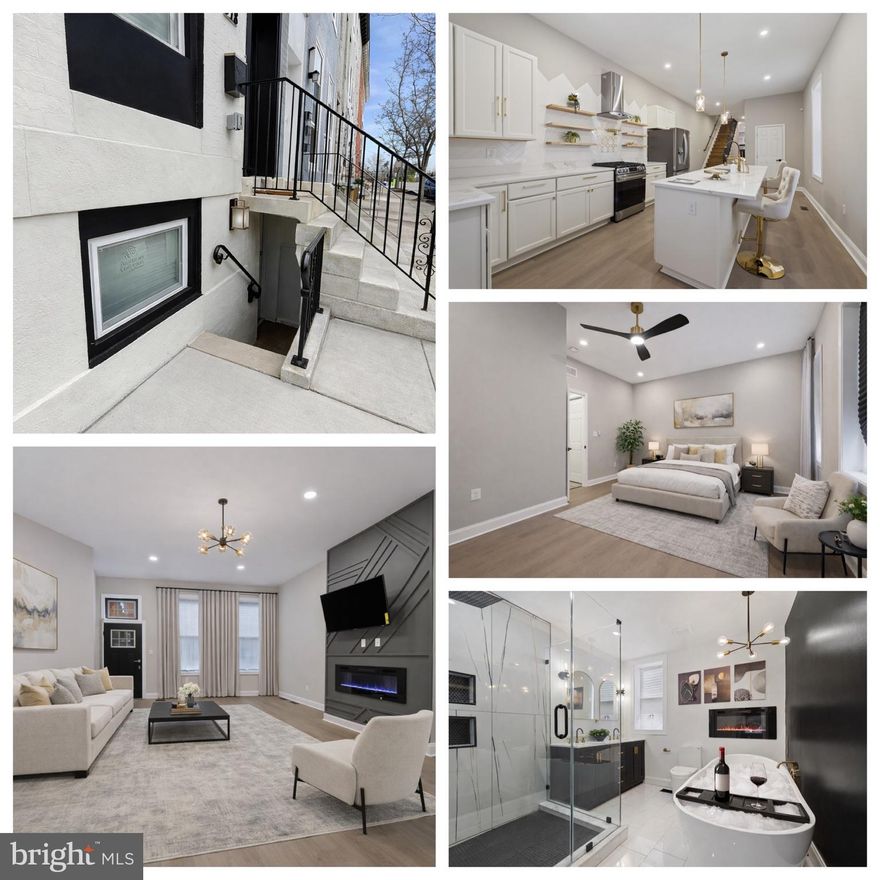 Don't miss this beauty nestled in the heart of SoWeBo (Southwest Baltimore), this exceptional residence offers the perfect blend of historic charm, modern luxury, and unmatched flexibility. Just moments from Hollins Market, Downtown Baltimore, and within walking distance to University of Maryland Medical Center and the University of Maryland School of Dentistry, this location delivers both convenience and vibrant city living.

Originally a three-unit apartment building, this beautifully reimagined home has been thoughtfully converted into a single expansive residence, offering incredible versatility. All work was fully permitted, and all inspections have been successfully passed, providing you with confidence and peace of mind.  Whether you’re seeking a true multigenerational living solution, an income-producing opportunity, or the option to rent all or a portion of the second level or basement long-term or as an Airbnb this home adapts effortlessly to your lifestyle and investment goals.

Spanning four levels and approximately 3,200 square feet, the home features 5 bedrooms, 4 full baths, and 2 half baths, including two luxurious primary suites with en-suite baths. Each bedroom is generously sized with ample closet space, ensuring comfort and functionality throughout.

The owner’s suite on the fourth level is a true retreat, complete with a spa-inspired en-suite featuring a separate shower and a soaking tub perfectly positioned beneath a fireplace, creating the ultimate space to unwind and escape the cares of the day. This level also offers a wet bar, guest bathroom, and direct access to a rooftop deck, ideal for “wine-down” evenings, entertaining friends, or enjoying classic Baltimore crab feasts under the stars.

At the heart of the home is a chef-inspired kitchen designed for both everyday living and entertaining. Highlights include a large island with seating, a pantry with custom shelving, stunning stainless-steel appliances including a six-burner gas stove, pot filler, and motion lighting for late-night snacks. The adjacent living area is equally impressive, showcasing a custom statement wall anchored by a fireplace perfect for hosting and gathering.  Just off the kitchen, step out to a fenced-in backyard perfect for convenient grilling, al fresco dining, and seamless indoor/outdoor entertaining.

The walk-out basement adds even more flexibility, offering a laundry room, utility/storage room, a generously sized bedroom, and a spacious common area with the potential to add a wet bar ideal for guests, tenants, or extended family.
This is more than a home, it’s a lifestyle opportunity in one of Baltimore’s most character-rich communities. Opportunities like this do not come often. Do not delay this one is as good as gone.