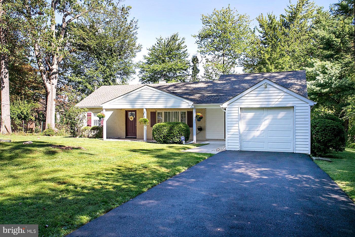 Cute as a Button! Single home located in Upper Merion Township, A charming ranch-style home offering the ease of one-floor living , situated at the end of a quiet cul-de-sac. The moment you drive up the house, the pride of ownership is evident. Lovely newer front porch, so welcoming and quaint. Enter through the newer addition great room, with new large Primary bedroom, large walk-in closet and ceramic tiled bath. Slider leads out to beautiful deck in a private setting. Great for entertaining or relaxing with a good book. The original part of the home has a large living room with picture window, dining room and galley kitchen. 2 additional bedrooms and hall full bath. Laundry room with abundance of storage with door leading to yard. One car garage with shelving for storage, electric opener and remote. Low Taxes, Great Location, Great Price, Great House!