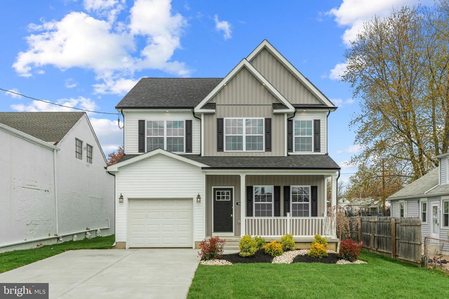 Beautiful New Construction Home in the desirable Eddington Neighborhood of Bensalem. When you arrive, you will be greeted by a covered front porch. Once inside, you will find a flexible floorplan that provides for an open  living space on the main floor and four good sized bedrooms on the 2nd floor, including a Primary Bedroom Suite with 2 closets, including one that is a large walk-in. The Primary Suite also offers a beautiful private bathroom with custom tiled shower with bench seat and lighted shower niche, plus a dual sink vanity.  Included in the price is a FULL FINISHED BASEMENT with an additional full tile bathroom and a lot of space to use as a recreation room, man/woman cave, playroom, or whatever you need.  The attached one car garage come complete with a garage door opener and inside access. The lot provides a spacious fenced-in  back yard and rear patio for enjoying the outdoors. Builder will be installing a 6' white vinyl privacy fence (not yet installed). Call now, don't miss this opportunity. Taxes listed are for previous home that was removed. Taxes for the new home will be assessed after completion. Please note: The building next door is only used for storage, they do not run a business out of it and are hardly ever there.  It has been this way for the past 15 years or so, per the building owner directly and confirmed with several neighbors.