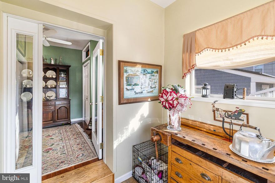 LARGE PRICE REDUCTION.  Motivated Seller. Such a beautiful home tucked away on a quiet one-way street. If you are looking to live in a home with real character this is it.  It's not your usual cookie cutter house with all white walls. The ideal location for anyone who works for Abington/Jefferson Hospital, Abington schools and many other other businesses nearby.  The enclosed  entry foyer is adorable yet practical. The owner was very specific about upgrading the important things you would want.  Newer kitchen and both  bathrooms .  2nd floor laundry.  Replacement windows let the Sun wrap you in warmth.  It's such a happy home.  Hardwood Floors, Newer A/C and Hot water heater leave little to be done inside.  The deck out back overlooks the expansive yard and large Patio.  We call the Outbuilding the Barn/Garage. It does have electricity. Do you like to tinker?  So many possibilities.  Home office/business,  landscaper, woodworker, painter, crafter are just a few ideas. Shopping, restaurants and Award Winning  Abington Schools! This Abington house is different from the rest.