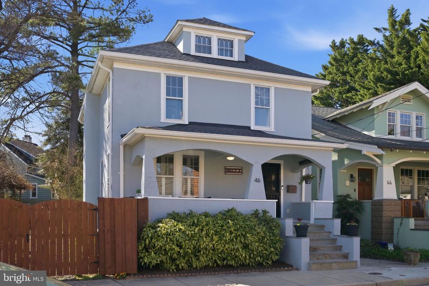 46 Lafayette Ave is a Murray Hill classic, a beautifully updated Craftsman four-square where original heart-of-pine floors and a charming covered front porch meet a stunning gourmet kitchen. The open floor plan flows naturally from the marble-topped island into dining and living spaces, making it effortless for everyday living and entertaining alike. Cooks will love the stainless appliances, high-end cabinetry, and subway tile backsplash. Thoughtful details throughout, custom plantation shutters, upgraded lighting, and a first-floor laundry room make the home as functional as it is beautiful. Three finished levels offer four bedrooms plus a sitting area and home office, while the private backyard patio is perfect for al fresco dining. A full unfinished basement adds ample storage. Updates since 2018 include a new roof, HVAC, and exterior work. Steps from Lafayette Waterfront Park and West Street's shops and restaurants, this is Murray Hill living at its best.