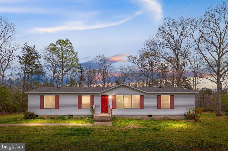 ****SELLER HAS DESIGNATED TUESDAY 4/16/2024 @ 6PM AS THE OFFER DEADLINE AND WANTS TO RESPECTFULLY THANK EVERYONE INVOLVED FOR THEIR PATIENCE , COOPERATION, AND CONSIDERATION****

In today's fast-paced world, finding a peaceful country setting to call home can seem like a dream come true. This dream can become a reality with the listing of a charming property boasting 4.3 acres of land and a cozy 3 bedroom, 2 bath modular home on a permanent foundation. The home features a fireplace for those chilly winter nights, creating the perfect ambiance for relaxation and family gatherings.

Located near Lake Anna, this property offers the best of both worlds - tranquility and convenience. The primary bathroom is a luxurious retreat with a soaking tub and separate shower, providing the ultimate relaxation after a long day. Additionally, there is ample storage space with a storage shed on the property.

Don't miss out on this opportunity to own your own piece of paradise in the countryside!

****SELLER HAS DESIGNATED TUESDAY 4/16/2024 @ 6PM AS THE OFFER DEADLINE AND WANTS TO RESPECTFULLY THANK EVERYONE INVOLVED FOR THEIR PATIENCE , COOPERATION, AND CONSIDERATION****