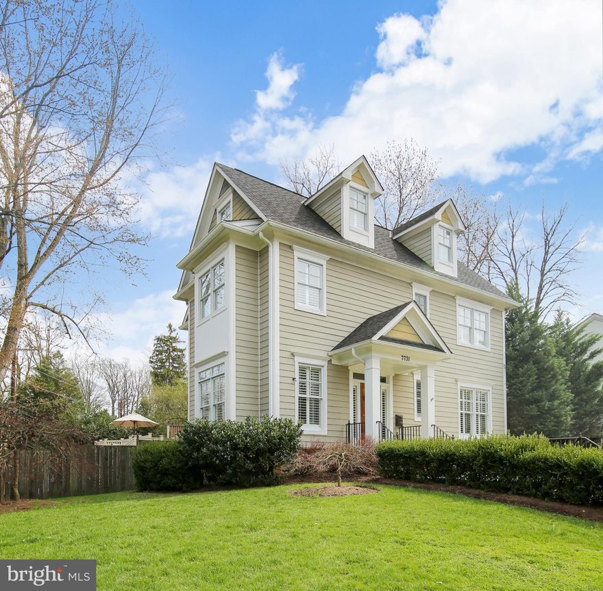 Enjoy being only a mile to downtown Bethesda, but also tucked away in this beautiful 5 BR 4.5 BA luxury Craftsman home in the Pyle/Whitman HS neighborhood. Gleaming hardwood floors, high ceilings, plantation shutters, custom moldings and detailed finishes throughout. The timeless interior features a large foyer, formal Dining Room, Family Room w/stone fireplace opening up to a Gourmet center island kitchen. It is the perfect space for preparing meals and entertaining with high-end stainless steel appliances, gas cooktop, granite counters, and abundant cabinetry. 2nd level Laundry, Owner's Suite with soaking tub/shower, walk-in closets, and fireplace. Two additional large bedrooms are adjoined by a full bath. 4th ensuite bedroom on the next level up. 5th bedroom/full bathroom in lower level.  Attached front loading 2 Car Garage. Large deck and separate side deck provide 2 separate relaxing outdoor retreats. Low maintenance fenced in backyard with play equipment that conveys. Convenient location close to schools, park, restaurants and red line metro. Easy access to I-495/VA.