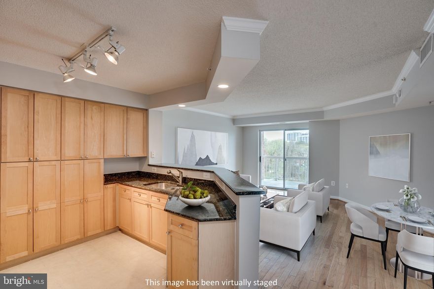 Luxury 1-bedroom condo with balcony and 1 reserved parking space. Includes newer hardwood flooring in living area, chef's kitchen with granite counters and stainless steel appliances. Community features fitness center with saunas, outdoor heated pool, billiard room & party room with bar, kitchen and lounge. All utilities except electricity and internet included in rent. Located off I-395 minutes from Old Town Alexandria, Clarendon & DC! Metro Bus service to Pentagon & Mark Center.