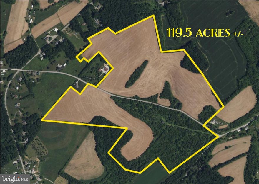 Just under 120 acres this property offers scenic views, over 90 acres of fertile tillable ground, a pond, and a restorable four bedroom one bath farmhouse. This property is located in Southern  York County schools just a short distance north of the Maryland Pennsylvania line. An additional adjoining four lot subdivision may also be available for purchase should the buyer be interested.
