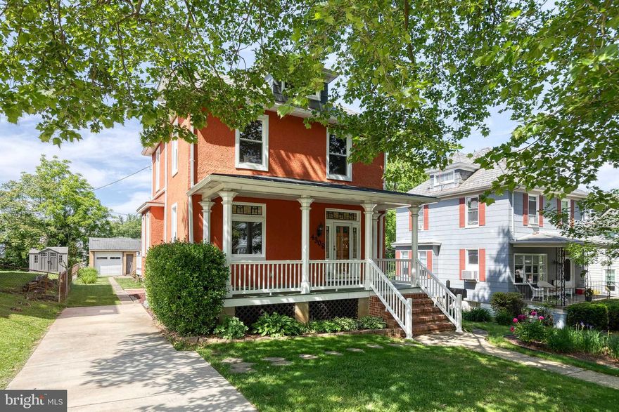 Welcome to this quiet corner of Belmar situated in Baltimore County. Down this tree lined street ending at a neighborhood park, you will discover an exceptional home that is distinctly unique.  This meticulously cared for property showcases the blend of historic detail and charm with modern convenience.  You are immediately drawn to its artistic exterior color, slate roof, columned porch, stained glass windows and the beautiful perennial gardens that surround the house.

Entering this 3 bedroom, 3 story approximately 2154 square foot house, you are met with gleaming hardwood floors, crown molding, french doors and 9ft ceilings as you make your way through the foyer, living and dining room and office space which are all nicely cooled by mini spilt AC units.  The bonus on this floor is an exceptionally large kitchen/dining area that is perfect for cooking and entertaining with its custom cabinets, granite countertops, new tile backsplash and a very functional center island with a stove and cooktop.

To see the top two floors of this spacious house, you go up the traditional staircase to the three good sized bedrooms and full bath on the second floor.  All three bedrooms are cooled by ceiling fans, mini splits and an AC window unit.  The primary bedroom has two large closets with extra storage above.

As an additional feature, a staircase leads you to the finished heated and air conditioned third floor that can be used as a playroom, office or exercise room.  This room also affords you 4 storage areas.

You end your tour of this home by viewing the sizable composite deck directly off the kitchen with ample space for outdoor cooking and dining.  From the deck, you step down to the yard with gardens with red rock landscaping and grassy areas perfect for chairs and a firepit or a playset.  A storage/garage completes the property.

This property is move in ready with Baltimore County taxes, priced to sell and looking for new owners to enjoy its spaces!

Welcome to 4308 Belmar Ave.!