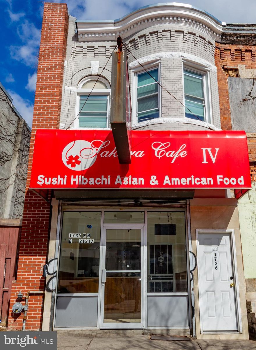 List price is Opening Bid Only at the Online auction to be conducted on Auctioneers website.  Auction  ends Thursday, April 24, 2025 at 12:00 PM.  In Cooperation with Orin Luke of Fairfax Realty Premier. Excellent Investment Opportunity Leased Commercial Building in the "Penn North" Neighborhood of Baltimore City. This upgraded mixed-use commercial property is a cash-flowing asset with built-in rental growth and minimal landlord responsibilities. The tenant has been in place since July 1, 2023, and is in year two of a five-year term, with 5% annual rent increases locked in—projected to reach $58,344 annually by 2028. Tenant is responsible for Utilities, Maintenance and Real Property Taxes and Insurance. **Current Monthly Rent of $4,200**Current NNN Annual Rent of $50,400**  Currently leased under a solid NNN lease to Sakura Cafe Carry Out IV, the main level features a fully equipped restaurant with a take-out counter, commercial kitchen, walk-in cooler, stove, deep fryers and a half bathroom. They also have access to the basement - which has storage space and utilities. The upper level is accessible by its own entrance including 3 bedrooms and 1 full bathroom. Ideal for added rental income, staff housing, or office conversion. Features Include: Stylish wood-style and tile flooring flow throughout the building. Washer & Dryer. Inquire within to secure a turnkey property with reliable income and long-term upside! Please contact Carley Cooper or Orin Luke ‬ to schedule a walkthrough for the following dates. Saturday, April 5, 2025, Sunday, April 6, 2025, Saturday, April 12, 2025, Sunday, April 13, 2025.