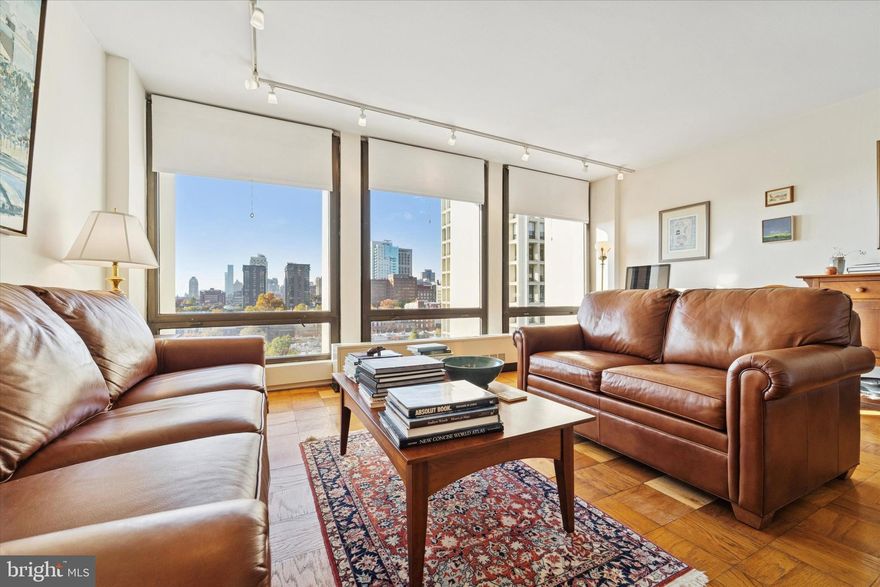 Welcome to 220 Locust Street, Unit #9H — a bright and inviting one-bedroom residence at the iconic Society Hill Towers, designed by world-renowned architect I.M. Pei and set on 5 acres of beautifully landscaped, park-like grounds in historic Society Hill. Floor-to-ceiling windows fill the home with natural light and capture lovely city views, while the open-concept living and dining area offers an easy, comfortable layout for everyday living and entertaining. The spacious bedroom provides excellent closet storage, and the neutral finishes throughout make the home move-in ready and easily customizable to your taste. The Towers recently completed building-wide upgrades to the air conditioning, heating, related piping, and ventilation systems, enhancing comfort and efficiency throughout all three buildings.

The condo fee includes ALL utilities, basic cable, a 24/7 front desk concierge, and a 24/7 on-site security guard, creating a seamless and low-maintenance lifestyle. Residents also enjoy access to a wide array of amenities, including a seasonal outdoor saltwater swimming pool with lounge areas, grills, and locker rooms (membership options available), an upgraded fitness center ($330 per year), hospitality suites for overnight guests, a large on-site laundry facility with newer machines, a community room, well-maintained garden spaces, and storage lockers when available. The on-site Shopping Plaza features the nationally acclaimed Zahav Restaurant, Sue’s Produce Market & Deli, and a Cleaners with concierge drop-off and pick-up service. An underground parking garage, accessible directly by elevator, offers monthly parking ($257–$269 depending on the space) along with secure bicycle storage.

This unbeatable location places you just steps from the Delaware River waterfront, Headhouse Square Farmers Market, Washington Square Park, Old City galleries and dining, Queen Village cafés, and the cultural, dining, and shopping destinations of Center City, Rittenhouse, Northern Liberties, Fishtown, and University City. Convenient access to public transit, major highways, car-sharing, and neighborhood services makes daily life effortless.

Whether you're searching for a serene full-time residence or an elegant city pied-à-terre, #9H offers architectural pedigree, full-service convenience, and a refined urban lifestyle in one of Philadelphia’s most desirable and exceptionally managed condominium communities. Your new home awaits.