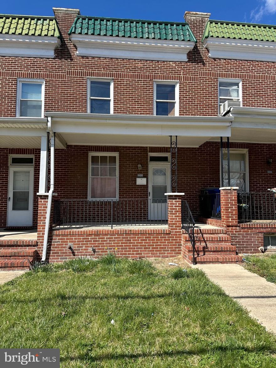 Fee Simple property. No Ground Rent!!
Great bones in this 3 level, 3 bedroom brick front home directly across the street from Saint Agnes Hospital. Needs work. Home offers plenty of space, fenced in backyard and hardwood floors.
