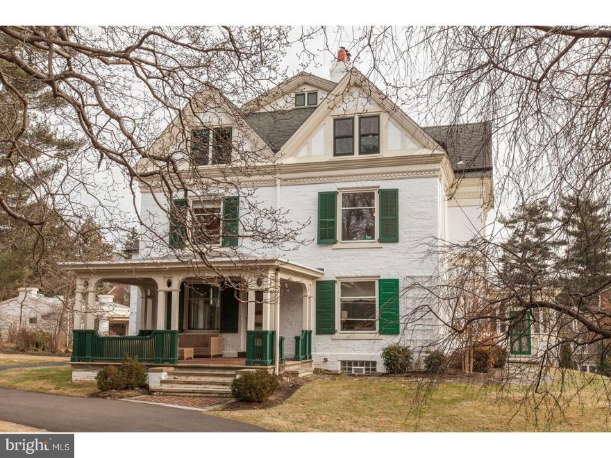 Breathtaking!  One of Chestnut Hill's historically "significant" and marvelously live-able private homes. 318 West Highland Avenue, designed by George Pearson, was built in 1885-86 for the Samuel Heebner Family.  Additions/alterations completed in 1911 and 1913.  In 2009-10 this unique .80 acre property was lovingly restored and enhanced by the current owners.  As one said:  "It has been a privilege to live here."  This is a 3-story stone home in wonderful condition.  Its attractions:  open, airy high-ceilinged spaces;  sun-drenched 1st floor public rooms that open onto heated L-shaped glass enclosed porch (small elevator on this porch accesses master bedroom), a cook's kitchen with enviable pressed glass counters and abundant storage space (including true Victorian butler pantry), 2017 gas Thermador stovetop, two 2017 wall ovens, broad center island, pendant and recessed lighting, step down to a large family room surrounded by windows, ready for surround sound, graced with custom cabinetry.  Upstairs broad stair landings lead to 9 rooms:  TV room with surround sound, guest bedroom with its own bath, storage room with built-ins, personal office, family bedrooms.  The master bedroom suite includes wall of closets, master bath with double sinks, oversized shower, sitting area in sunny bay window and access to private 2nd floor sunporch.  Total of 4 1/2 baths including first floor powder room.  Utilities: 200 AMP CB service (much of the older knob & tube wiring is gone); 8 year old gas hot water boiler; tankless gas domestic hot water heater; solar panels heat extra hot water; CENTRAL AIR; combo private/public sewer.  Separate detached carriage house will be conveyed "as-is" offering space for at least 2 cars, large storage room, newer electric w/GFCI, electric door opener. The main house sits back from the street in the midst of beautifully maintained gardens and broad spreading lawns--including an extremely rare specimen of the "emmenopterys henryi", a flowering tree that gardeners will love! Bounded by Highland and Seminole Avenues, it is a few steps from the Highland Station of the Chestnut Hill West commmuter line and an easy walk either to the shops and restaurants of Chestnut Hill's business district or to the serene green retreat of the Wissahickon Valley and parklands.  An arm of the property extends to Navajo Street.  Showings begin on Saturday, January 27th.  Offers first reviewed on Tuesday, January 30th