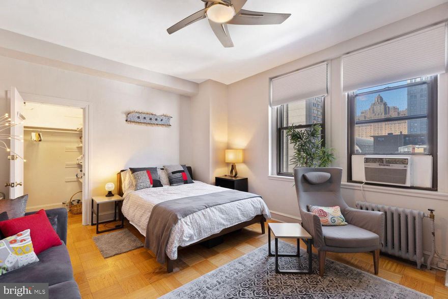 INVESTMENT OPPORTUNITY: Enjoy this bright, open, and quiet studio apartment at the Lenox in Washington Sq. West with great city views, just steps away from Philadelphia's best dining, shopping, gyms, arts, culture, and hospital systems. Hardwood floors and large windows frame this spacious apartment with a walk-in closet, sleek bathroom, and kitchen that boasts granite countertops and stainless steel appliances. The condo fee includes door staff, heat, hot water and high-speed internet. Owners pay electric and Cable. The Lenox offers 24/7 front-desk attendant, security, endless historic charm, and laundry facilities. Storage is available for a fee and subject to availability.  Position yourself in the center of it all for the most convenient lifestyle. Tenant occupied until June 30, 2026.