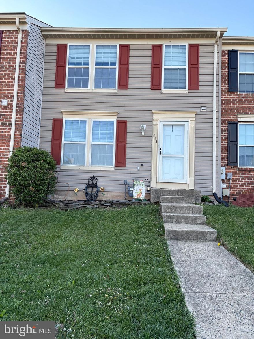 3 bedroom, 1.5 bath Townhome in Lohr's Orchard.  3 finished levels.  2 level bump-out.  Updated floors on the main level. Spacious kitchen with pantry, island, table space, and updated appliances in 2024.  Walk out to the deck from the dining area. Second living room / sunroom on the main level.  The primary bedroom features a spacious walk-in closet that leads directly into the bathroom.  Fully finished basement.  Front door and storm door were replaced in 2024.  Private backyard, backs to trees.  Community playground.  Located just minutes to Mariner Point Park, I-95, Route 40 and Route 7.