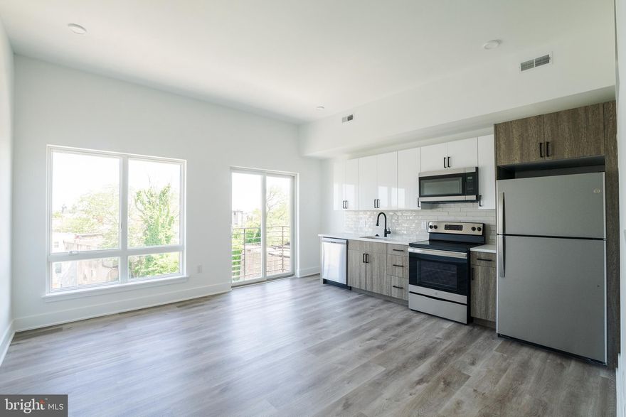 *Available Now!*

Be the FIRST to live in a beautiful 42-unit new construction apartment building at 1420 Point Breeze Avenue! Situated in the heart of Point Breeze, this building is conveniently located just south of Graduate Hospital and is easily accessible to Rittenhouse Square, the Schuylkill River Park, the Italian Market, and more by foot, bus, or the Broad Street line. Additional neighborhood amenities include ample non-permitted street parking, corner grocers, and local watering holes and eateries including the American Sardine Bar, the OCF Coffee House, On Point Bistro, and Community restaurant.

This 1 bedroom, 1 bathroom apartment comes with modern finishes, including hardwood floors, central AC, in-unit laundry, as well as recessed lighting. Natural light is also abundant with multiple oversized windows and there is plenty of closet space. The kitchen is beautifully appointed with quartz countertops, stainless steel appliances and subway tile backsplash. The contemporary full bathroom features a shower/tub and sleek vanity with a unique lighted mirror, while the bedroom has a window allowing for diffused natural light as well as its own closet. Residents also have access to a package room, bike storage room, and shared roof deck that offers amazing city views!

Lease Terms: Generally, 1st month, and 1 month security deposit due at, or prior to, lease signing. Other terms may be required by the Landlord, such as last month’s rent upfront. $65 application fee per applicant. Electricity, gas (if applicable), cable/internet, and a $10/mo. technology fee. Water is a flat monthly fee of $60. A $25 service fee, plus the cost of the air filter, will be charged quarterly for routine air filter replacement.  Landlord Requirements: Applicants to make 3x the monthly rent in verifiable gross income, credit history to be considered, no evictions within the past 5 years, and must have a verifiable rental history with on-time rental payments. Exceptions to this criteria may exist under the law and will be considered. Cosigners will be considered.

*Price reflects the net effective rent after a 1-month credit is applied for $1,395/mo.
*1 dog under 35 lbs permitted with owner approval – $350 pet fee + $50/mo pet rent required.
*Photos of a similar unit. Finishes may vary.