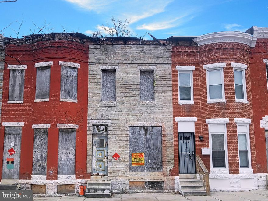 POST AUCTION: MAKE AN OFFER! 2 Story Shell Townhouse located in the Sandtown-Winchester area of Baltimore City. Residents can enjoy the nearby attractions Coppin State University, Mondawmin Mall, Druid Hill Park, & Rawlings Conservatory. Property is Vacant. Easy Access to Major Traffic Artery North Ave. Deposit: $5,000.
