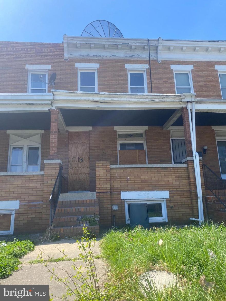 INVESTOR OPPORTUNITY IN BALTIMORE HIGHLANDS! Great opportunity for a fix and flip or to buy, renovate, and hold as a rental property. Property Sold Strictly As-Is. Some framing and mechanicals complete.