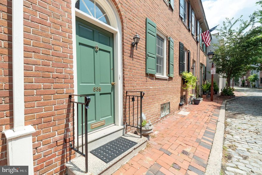 Wonderful inside and outside space with great location! Classic Society Hill home on a very desirable cobblestone street - and it's in the McCall School catchment. The home boasts 3 bedrooms, hardwood floors, a fireplace, finished basement and a lovely, large patio. The entry foyer leads to a powder room and an open floor plan including a living room with a fp, dining area, bright kitchen w granite counters and a window wall with sliding glass doors to the fabulous patio. 2nd floor has two nicely sized bedrooms with ample closet space and a full bath in the hallway. The entire 3rd floor is a spacious MBR ( or studio) w vaulted ceilings,a skylight and half bath. The finished basement ( media room, playroom, etc) has a large laundry/storage room with a washer and dryer plus additional storage space. Walk Score 100 within easy access to the amenities  of city living-restaurants, theatres, groceries, shops are all nearby and fantastic Starr  Garden is only a block away !