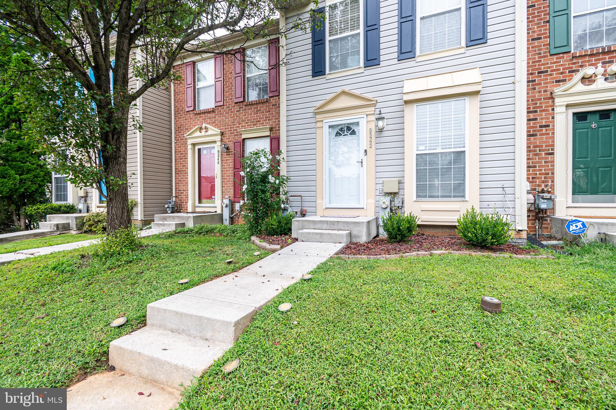 Beautiful 3 bedroom 2 bath home located in sought-after Village of Painters in Owings Mills. This spacious home offers new wood floors throughout the main level, an open staircase, beautiful kitchen with updated appliances, patio door that exits to a deck and fenced in yard for relaxing or entertaining. The upstairs has 2 bedrooms with high ceilings and carpet, both rooms have access to hall bath. Owner suite offers dual closets. The basement has a third room that can be used a bedroom/ family room, or an office with a full bath. The laundry room is also located in the basement. Roof (2025). Close to highway, commuter train, and shopping.
