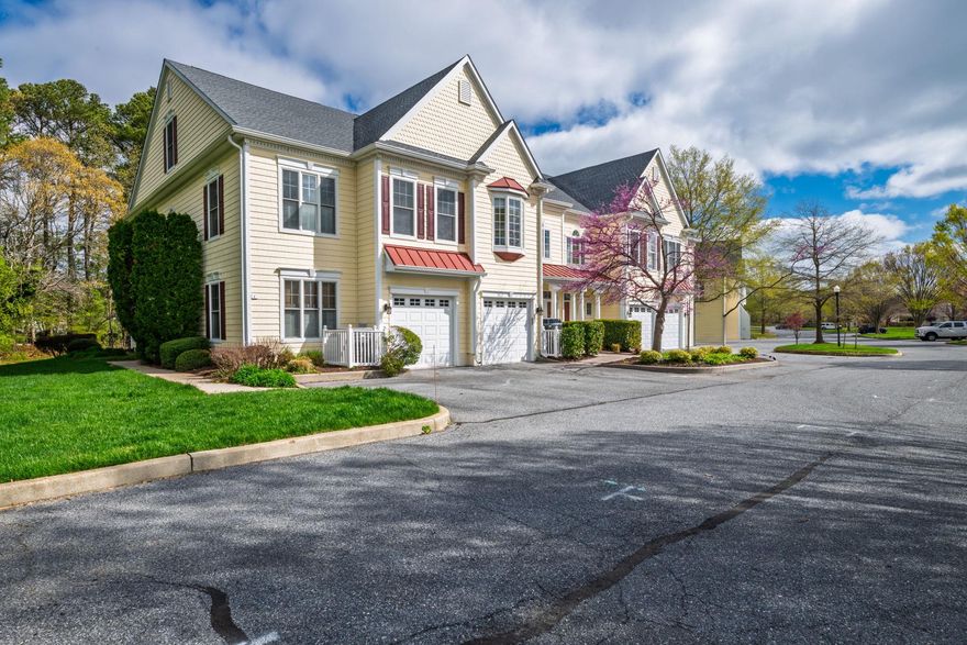 Enjoy wonderful water views from both the back deck and the main level master suite. Discover a luxurious lifestyle in this exquisite 4-bedroom, 3.5-bathroom garage townhouse nestled in the serene Canal Corkran community. The open floor plan invites warmth and comfort, featuring a gourmet kitchen with upgraded countertops and stainless steel appliances, perfect for culinary enthusiasts. All living areas had Flooret LVP flooring installed a few years ago. Enjoy cozy evenings by the gas fireplace in the inviting living area, or host gatherings on the spacious deck overlooking the tranquil Futchers' Pond. The community features plenty of off-street parking, an in-ground pool and beautifully maintained common grounds. With a private backyard that backs to lush trees and Futcher's pond, serenity is just outside your door. Additional highlights include two entry-level bedrooms, ceiling fans, and a dedicated laundry room with additional refrigerator. The main level features the large kitchen with plenty of cabinet and counter space, a large dining area, the large living room with gas fireplace, powder room and a primary suite. The top level is a primary suite fit for royalty with a large bedroom with space for a home office, windows overlooking the lush back yard, as well as a large bathroom featuring a soaking tub, separate shower and two large vanities. All four bathrooms have been recently updated. This home is not just a residence; it's a retreat that combines modern luxury with nature's beauty, offering an unparalleled living experience. Walk to the shops and restaurants of Rehoboth Beach. Walk or ride your bike to the beach to enjoy the surf and sand. With the fantastic location and great features of the house, 3 Richardson Way is a great place to call home.