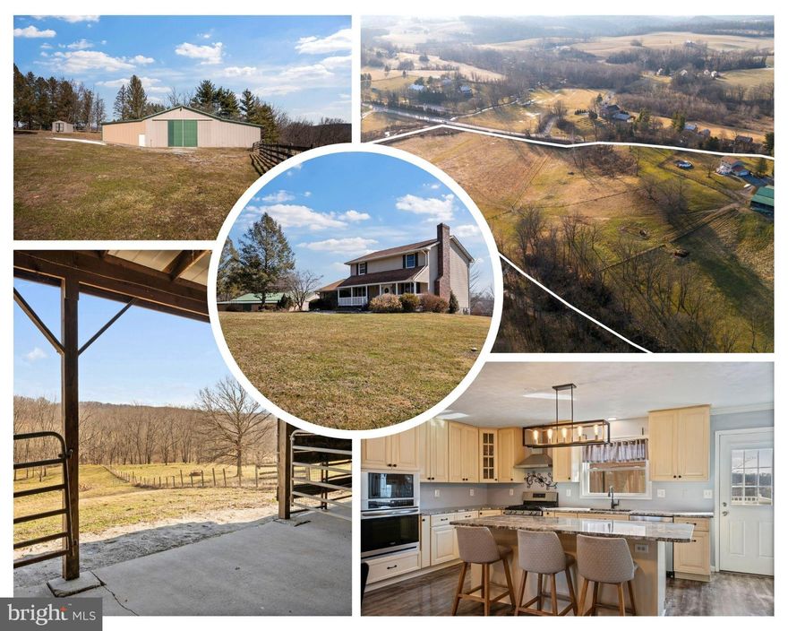 Hard-to-find TURNKEY farm on nearly 15 acres, fully fenced with a massive 64x88 barn, multiple pastures, and stream access. Bring your horses, livestock, or homestead dreams; this one is READY for you!  Check with the county zoning office, as the property may be eligible for an accessory dwelling unit to be built!  Also, make sure you take a look at the listing video!  All offers considered!  Income-producing farm and hunting allowed!

For those dreaming of a homestead or farm, this property is fully equipped and ready for livestock. The land features four fully fenced pastures, approximately 13 fenced acres, backs to a stream, and includes separate gated road access to the lower pastures for added functionality. The impressive barn, built in 2000, with electric service, concrete floor, a 16-foot-high main entrance (makes it easy to dump loads),  a second side entry, 2 box stalls, an additional stall storage area, and ample storage space, makes this property ideal for horses, cows, goats, chickens, or whatever your rural dreams may include.  

Built in 1987 and thoughtfully updated throughout, the adorable home greets you with a charming Trex front porch (2022), the perfect spot for morning coffee while overlooking peaceful pastures. Inside, you’ll find gleaming LVT flooring throughout the main level and fresh paint.

The cozy living room features a wood-burning fireplace. A light-filled dining room with custom barn doors (or an ideal home office or room to expand the living room) provides flexibility to fit your lifestyle. The renovated eat-in kitchen is truly the heart of the home, showcasing a massive 8-foot island, granite countertops, stainless steel appliances, a built-in microwave and wall oven, a gas stove, a pantry, and abundant cabinet space.

Convenience abounds with main-level laundry, a full bath, and a half bath all on the first floor.

Upstairs, you’ll find four spacious bedrooms, with brand-new carpet, fresh paint, and a beautifully renovated full bath. The primary suite offers a walk-in closet and peaceful views of the surrounding countryside.

Step outside to enjoy the Trex deck overlooking rolling fields and fenced pastures. Cool off in the above-ground pool with surrounding decking, an ideal summer retreat with breathtaking views. The unfinished, walkout basement offers endless potential for additional living space, workshop, or storage, and the attached 2-car garage provides everyday convenience.

Major updates include:
Roof (2020)
Heat pump (2016)
Water heater (2022)
Porch (2022)
Siding, deck & exterior doors (2010)
Kitchen renovation 

This property is located close to horse trails, hiking trails, Bear Branch Nature Center, Union Mills, as well as Hampstead, Manchester, Hanover, PA, and Westminster, yet offers the peace and quiet the countryside hills provide.  The home has been lovingly cared for and is move-in ready. This rare property offers the space, updates, and infrastructure to live the country lifestyle without sacrificing comfort. Bring your animals, your hobbies, and your dreams; this one truly has it all!