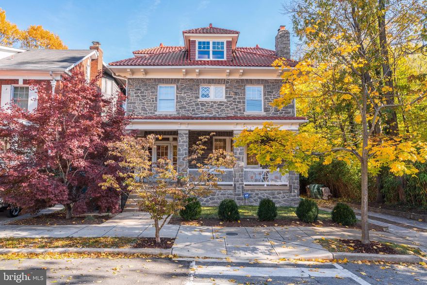 CLEVELAND PARK URBAN OASIS - DON'T MISS THIS INCREDIBLE OPPORTUNITY! This exquisite stone American Foursquare in the heart of historic and convenient Cleveland Park is set on a spacious and level 7,500 SF lot with an ethereal, deep backyard surrounded by the grounds of the Twin Oaks estate with unrivaled privacy and serene, leafy views. The pristinely maintained home features a large front porch and bright and airy interior with high ceilings, enchanting period details, and many large windows with unencumbered vistas of its tranquil, sylvan setting. Main level has 9.5' ceilings and features gracious entryway, formal living and dining rooms, full bath, large family room and kitchen, upstairs are 4-5 bedrooms, 2 baths, and a large sunroom with deck. Spacious and sunny lower level, driveway and garage parking. Easily walkable to Metro/transit and steps to multiple schools, 2Amys, Cactus Cantina, Barcelona, Silver, Giant, CVS, Solidcore, Bluemercury, soon-to-be Matchbox at Cathedral Commons and Hearst Pool!