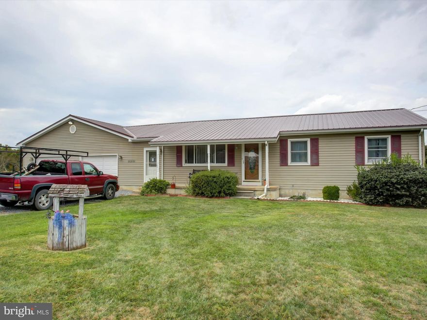 Discover the charm of this beautifully renovated ranch-style home nestled in the serene community of Mercersburg. This home has been well maintained and was recently updated in 2021. Those updates included a new metal roof, vinyl doble hung replacement windows throughout, 2 car garage, as well as a new bathroom. Step inside to find a warm and inviting interior featuring new luxury vinyl plank flooring that flows seamlessly throughout. The spacious living area is perfect for gatherings, while the combination kitchen and dining space invites culinary creativity. Enjoy your morning coffee in the cozy breakfast area, or unwind in the well-appointed bathroom with a tub shower. This home offers three comfortable bedrooms, each designed to provide a restful retreat. Ceiling fans enhance the airy feel, ensuring comfort year-round. The unfinished basement presents an opportunity for customization, whether you envision a recreation room, workshop, or additional storage. Outside, the property sits on a generous 1.05-acre lot, providing ample space for outdoor activities. Enjoy the fresh air on the deck, porch, or patio, perfect for entertaining or simply relaxing. The attached two-car garage, along with additional storage in the shed, ensures that all your belongings have a place. With essential appliances including an electric oven/range, refrigerator, and water heater, this home is ready for you to move in and make it your own. Experience the perfect blend of comfort, convenience, and potential in this delightful Mercersburg gem.