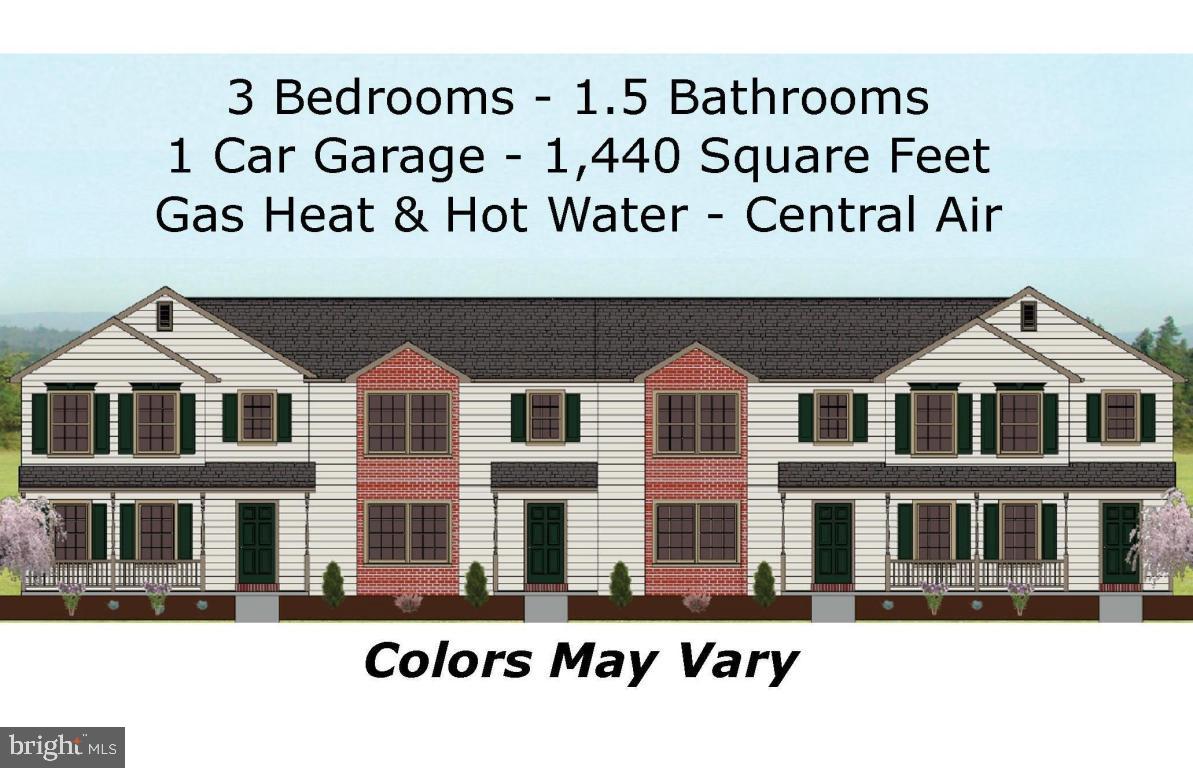 New MIDDLE UNIT townhome features a 1 car rear entry garage, large kitchen w/island breakfast bar, 1 yr. builder warranty.
