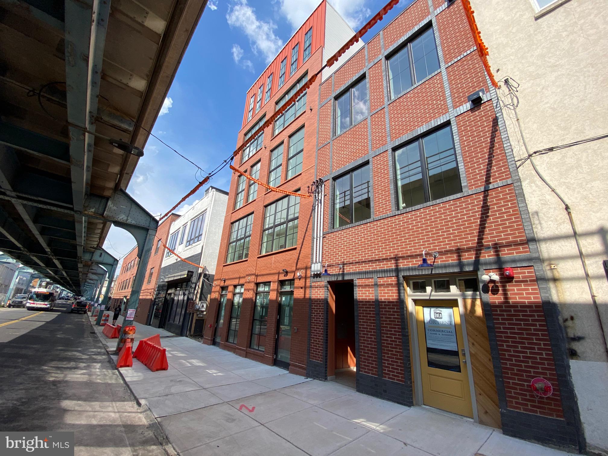 Attention artists, entrepreneurs, designers, healers, therapists, astrologists and mixologists. Celebrated local builder and craftsman Mark Shearman is offering a newly built storefront space (approx. 550 ft. 1st floor plus 250+ft. basement along with a large rear patio) on Front Street in the East Kensington/Fishtown area. This is a short walk to the Berks Station, or the Dauphin Station, of the El. Main floor is newly framed and insulated with new heating/cooling/mechanicals and a totally new cast iron sprinkler system. All new ceramic ADA compliant bath toward rear. Great sized private rear patio over 200ft. There is storage space in the basement . The zoning will allow for a wide variety of retail and office uses including some food service. Final finish and painting of walls, floor finishes, along with basement options are all up for discussion/negotiation with the owner, as is length of lease and renewal terms. Space is being completed and emptied currently (late July). Owner invites you to visit and share your vision Thank You