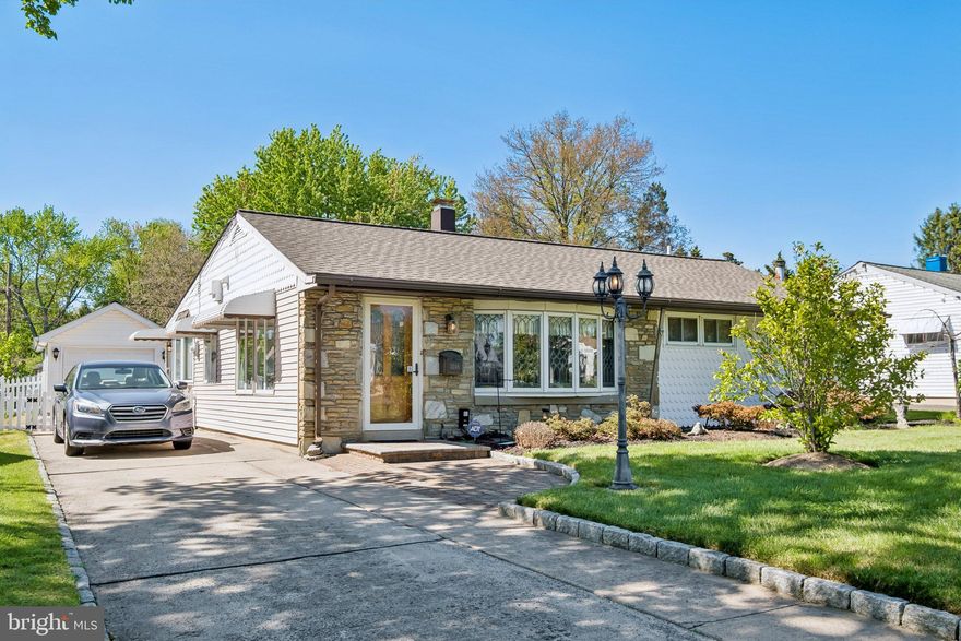Be one of the "early birds" who get access to this beautiful, expanded Abington single ranch home, with plenty of off-street parking, a detached garage, and a huge private rear yard with a flagstone patio. The current owner has lovingly lived in the property for many years and has gone to great lengths to maintain and improve it from top to bottom. The home's 3rd bedroom was converted to a sitting room/office and can be easily reconverted. Both the 3-piece hall bathroom and the powder room have been upgraded. The eat-in kitchen is both beautiful and functional with granite counters, electric range/oven, and microwave; this leads to the huge rear Family Room with additional Atrium, a full formal Dining Room with double slider doors, half bath, and laundry heater area with storage. Enjoy many hours relaxing on the back patio or pruning in the yard...use the garage for a car or for the projects you've been waiting to start.
