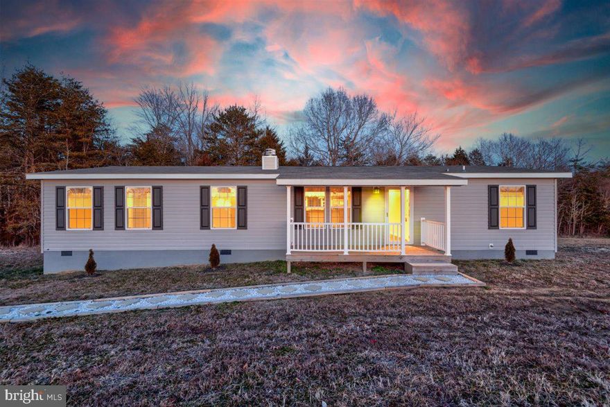 Enjoy this beautiful home on 2+ acres in Powhatan! This home is a stick built modular home on a permanent foundation with custom detailing. This home features a large open kitchen with island for entertaining, open concept living/dining with a wood burning fireplace and great outdoor space! This home boats laminate floors and crown molding throughout. Relax in your spacious primary bedroom with a huge walk-in closet and beautiful primary bath with garden tub and shower. This home also features a laundry/mud room. This home is listed $20k under appraised value! Home will be professionally cleaned before closing. Don’t miss this great opportunity!
