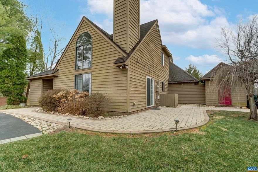 Showings begin 3/20.This stylish and updated home in the popular Highlands community features a main level primary suite and spacious back yard with paver patio. Great location, minutes from downtown Crozet and a 15 minute drive to Charlottesville! Luxury vinyl plank flooring, freshly painted interior, upgraded carpeting upstairs and updated plumbing throughout the house. Gather in the large light-filled living room with cathedral ceiling and wood-burning fireplace, that opens to the functional kitchen with solid wood cabinets, and updated appliances. Enjoy meals in the dining area. Main level primary suite features 2 walk-in closets, and private bathroom. Upstairs a large loft space with updated carpeting could be a play area, home office or media room.  A second large bedroom, full bathroom and laundry room round out the second floor. Don't miss your chance to enjoy crisp spring nights stargazing from the brick patio with storage shed. All new exterior siding and trim in 2019. This home in Western Albemarle won't last! HOA maintains roof and front/side yard for low maintenance living.,Oak Cabinets,Fireplace in Living Room