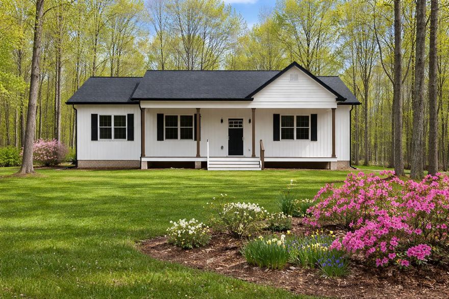 This newly constructed home offers desirable single level living with approximately 1400 finished sq. ft on 2.9 acres and no HOA.     Open  concept layout features--- 3 bedrooms, 2 full baths,  high vaulted celings,   includes luxury vinyl plank flooring, softt-close cabinetry, quartz countertops, kitchen island, stainless steel appliances, walk-in shower in primary bath, recessed lighting.     Enjoy the quiet on your rear deck or front porch.  Close to the center of Gordensville and Orange.