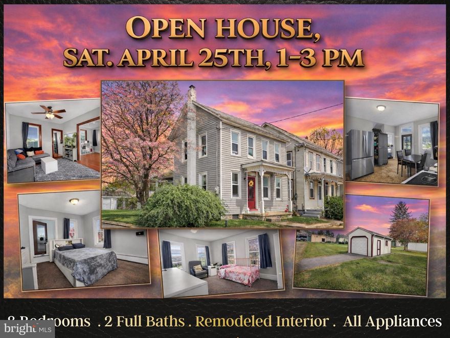 Join me to tour this  home on Sat. April 25th, 1:00 - 3:00 pm. 

Updated and move-in ready 3-bedroom, 2 full bath single-family home in the ELCO School District! Situated on a spacious corner lot with a deep yard running the full length of Walnut Street, this attractive property offers space, updates, and everyday convenience. Major improvements include new siding, replacement windows, updated flooring, remodeled bathrooms, a new furnace, upgraded 200-amp electric service, and a chimney liner installed in 2021.

The home features an eat-in kitchen with stove and refrigerator included, plus a 1st-floor laundry room with washer and dryer that shares space with the main-level full bath. Neutral décor throughout adds a fresh, inviting touch. The primary bedroom offers its own private bath with tub/shower combo, while all bedrooms are hall-entered.

Additional highlights include an attic for storage, unfinished concrete basement with outside entry and new steps, radon mitigation system already in place, and five free-standing A/C units plus one window unit that will remain. Enjoy relaxing on the front and side covered porches and take advantage of the rear shed for storage or possible small vehicle use. With a large yard and plenty of room for play or outdoor enjoyment, this well-maintained property is ready to welcome its next owner. Schedule your showing, before this opportunity slips away.