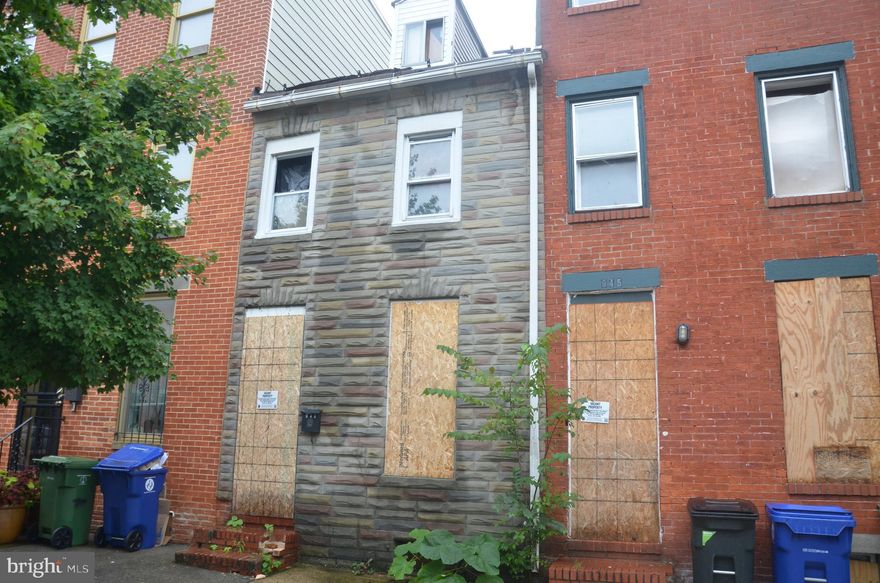 Great investor opportunity! Property sold As Is. Total rehab needed. Fantastic potential for investment as income property. Close to I-95 and Inner Harbor, walk to Camden Yards and more.  Minutes to multiple subway and MARC stations.