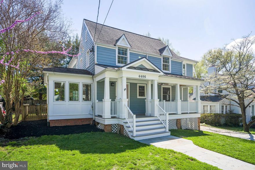 OPEN HOUSE FOR 5/11 CANCELED. This bright East Bethesda home is a close-in suburban oasis! Step from the raised front porch with its romantic swing into a thoughtfully expanded 1936 colonial with 4  bright upstairs bedrooms and 3.5 baths. The formal dining room has a built-in credenza and leads to a renovated kitchen with granite counters, abundant cabinetry, recessed lighting, a large pantry and more. The kitchen opens to a back deck and is connected to a cheerful family room with three exposures. The first floor also has a powder room, a sun-filled office that leads to a small patio and living room/reception area with a decorative fireplace. 

Upstairs, the primary bedroom suite features a walk-in closet and a serene bath. There are three additional - all generously sized - bedrooms and a renovated hall bath. On the lower level, you will find a rec room, a laundry room, a full bathroom and a separate utility room. The backyard is fully fenced-in, and there’s an attached 1-car garage. Walk or ride your bike to two Metro stations, Harris Teeter, Trader Joe's, B-CC High School, restaurants and all the action downtown Bethesda has to offer! The home is just  four houses away from Lynbrook Park.  Bethesda-Chevy Chase High School cluster.