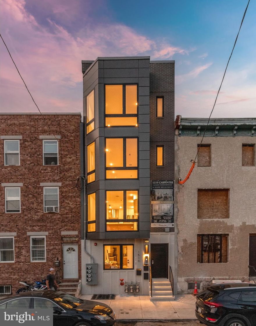 The last available home at 1519 Carpenter is now available!! STAMM Development is back at it again with its latest luxury condo building in Graduate Hospital. Not one inch of this building was left unthought of. The last available home is the first floor 2 bedroom, 2.5 bathroom unit with large windows throughout allowing an abundance of natural light flooding in, while allowing easy access into the home. The large kitchen is the heart of this space and will make you never want to leave. Decked out with two-tone UltraCraft cabinets, pure white quartz waterfall countertops and backsplash, Kohler Purist black fixtures, and GE stainless steel appliances, this kitchen will bring out your inner Chef.  Each bedroom is generously appointed with built-in millwork closets and luxury bathrooms featuring designer tile, Black Kohler Purist fixtures, and wood tone UltraCraft custom vanities. The developer goes the extra mile, installing tile on all the surface walls for seamless transitions. To top it off, the unit is finished with modern conveniences such as a Sonos Sound system, NEST thermostat, security system and exterior cameras. The luxury boutique condos at 1519 Carpenter are brought to you by Philadelphia's leading edge team  Developer, Stamm Development Group, Architect, M Arch + M Design & Builder, PB+DC Construction. This home comes with a 1-year builder's warranty and the FULL 10-year tax abatement. The location is hard to beat with easy access to public transportation as well as walkability into Center City! Come in, fall in love and make the last remaining home at 1519 Carpenter yours.  **Seller will include 1 year PREPAID PARKING in within 1 block of home** Buyer is responsible to verify square footage and taxes.