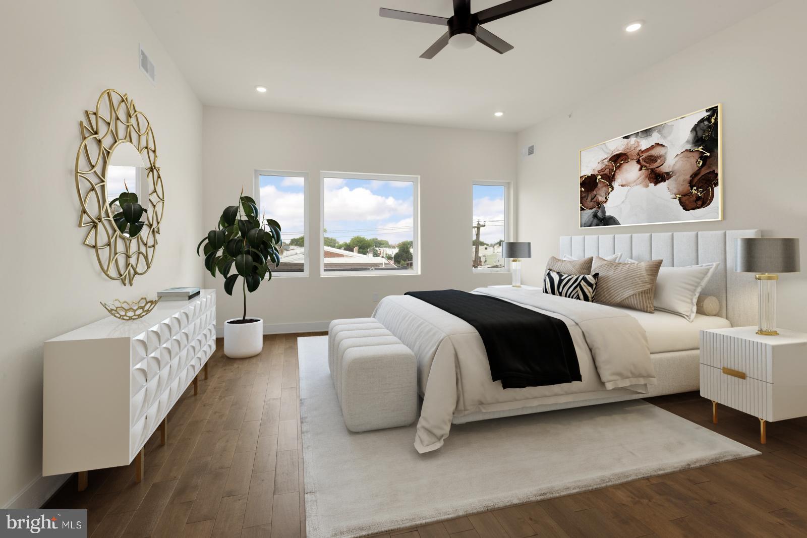 Welcome to 2711 Lefevre Street! This stunning brand-new construction is in a line of newly built homes in Bridesburg. Enter into the spacious first floor and you'll immediately notice the 10 ft ceilings, wide plank hardwoods, and gorgeous light that floods through the large windows. The living room flows nicely into a space perfect for formal dining. At the rear of the house is the kitchen, with a breakfast bar. Everything about the kitchen is incredible - gorgeous quartz countertops, a separate island, sleek black stainless appliance package, tons of cabinetry, and more. The private back patio is off of the kitchen. The lower level is completely finished and is the perfect extra space. Whether you need room for additional storage, a home office, guest bedroom, gym, etc. this is a great bonus. You'll also find a stunning full bathroom on this level to complete the space. The second level of the home features two nicely sized bedrooms, both with great closet space, and a full bathroom with double vanity and tiled shower/tub combo. Additionally, there is a laundry room on this level with tons of space for folding, ironing, and more. Never trek down to the basement again! If you thought the rest of the house was incredible, the third level will blow you away. This primary suite has everything ! Not only is there a massive bedroom but there is a huge walk-in closet. The bathroom is truly magnificent with luxury finishes throughout. Up one more flight of stairs and you're at the private roof deck. This space is the entire footprint of the house and there's even gas hook up for your grill! Additional features include: dual zone high-efficiency HVAC, Nest thermostat, high efficiency tankless water heater, and a 10-year TAX ABATEMENT. Do not miss out on this incredible property and schedule your tour today!