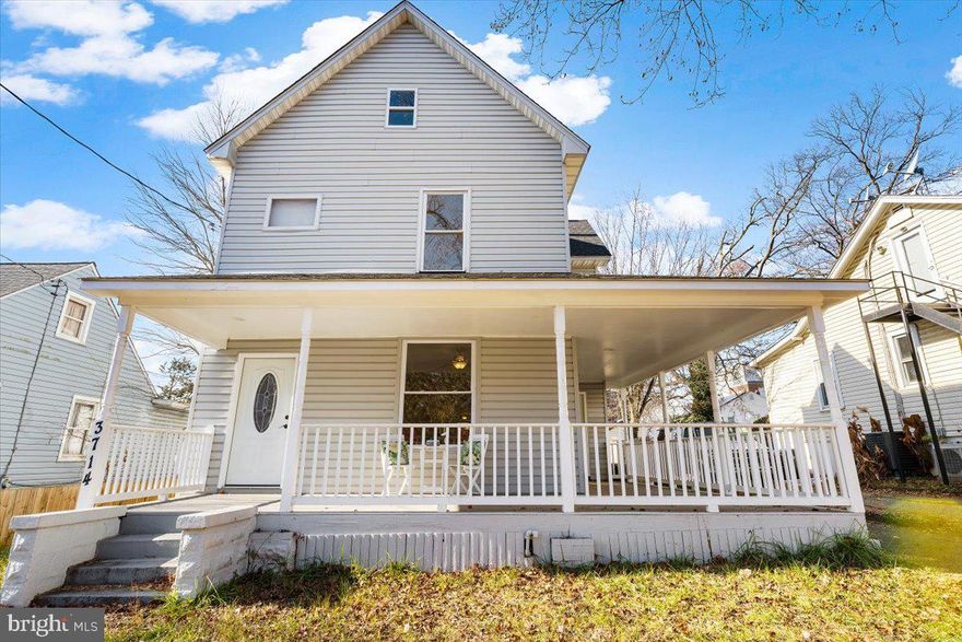 Fantastic house on charming street in lovely town of Mount Rainier.  The neighborhood is perfect with tree lined streets with sidewalks and wonderful homes just minutes from DC but not DC prices.  The house has been updated by the owner and completely move-in ready.  Before you get inside the front wrap around porch will blow you away, large enough for furniture and a true extension of the living area of the home.  Inside the main level has hardwood floors, 2 bedrooms with 1 full bathroom, a large family room, formal dining and fantastic kitchen with stainless steel appliances, high-end cabinets and granite counters.  The upper level has a gigantic owners suite and 2 other bedrooms with large bathroom.  The driveway is long and leads to a flat private backyard.