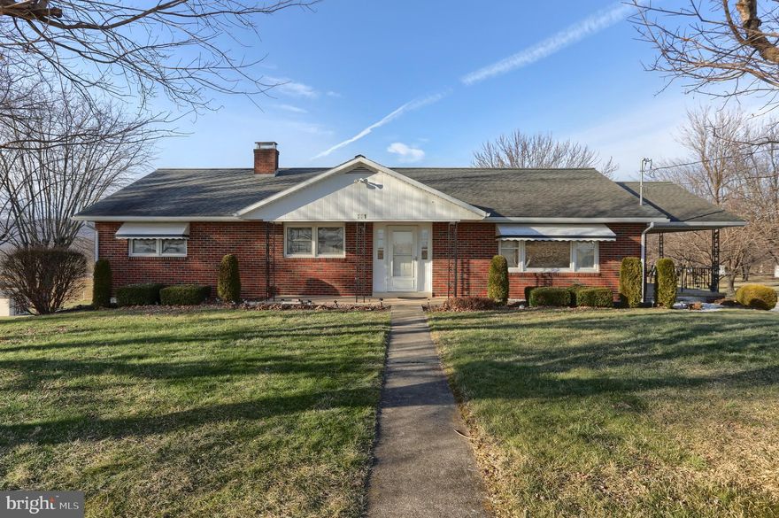 Welcome to this solid, custom-built all-brick ranch nestled on 1.39 scenic acres in desirable East Hanover Township, within the Northern Lebanon School District. Lovingly owned and meticulously maintained by its original owner since 1975, this home reflects quality craftsmanship, thoughtful design, and pride of ownership throughout.

Offering 1,680 square feet of main-level living, the home features three bedrooms and two and a half baths, with a functional and comfortable layout. The finished walk-out lower level adds approximately 480 square feet of additional living space, complete with a brick fireplace, generous storage, and direct outdoor access—ideal for a family room, hobby space, or recreation area.

This home was built by Earl Weaver, a well-regarded high-end builder, and showcases enduring features such as all-brick construction, Pella windows, an updated electrical panel, central air, central vacuum, and a whole-house generator for added peace of mind. Heating is provided by hot water/steam, supported by two 75-gallon oil tanks. The roof has never leaked, and the basement has remained dry throughout ownership.

Outdoor living is a true highlight, with a covered front porch and a large covered side porch off the kitchen, perfect for enjoying the beautiful mountain views and tranquil setting. The property also includes a two-car garage, a storage shed, and ample space for gardening, recreation, or simply enjoying the privacy of the land.

While the home has been exceptionally cared for, the kitchen, bathrooms, flooring, paint, and appliances offer an opportunity for cosmetic updates, allowing the next owner to personalize the space to their taste while benefiting from strong bones and quality construction.

Conveniently located yet offering a peaceful rural feel, this property is ideal for buyers seeking one-floor living, acreage, and long-term value in a well-built home. A rare opportunity to own a thoughtfully maintained, original-owner ranch with space, views, and endless potential.  Additionally, within one mile is the Park and Ride Express to Harrisburg.   Although this information is deemed to be accurate, it is not guaranteed.