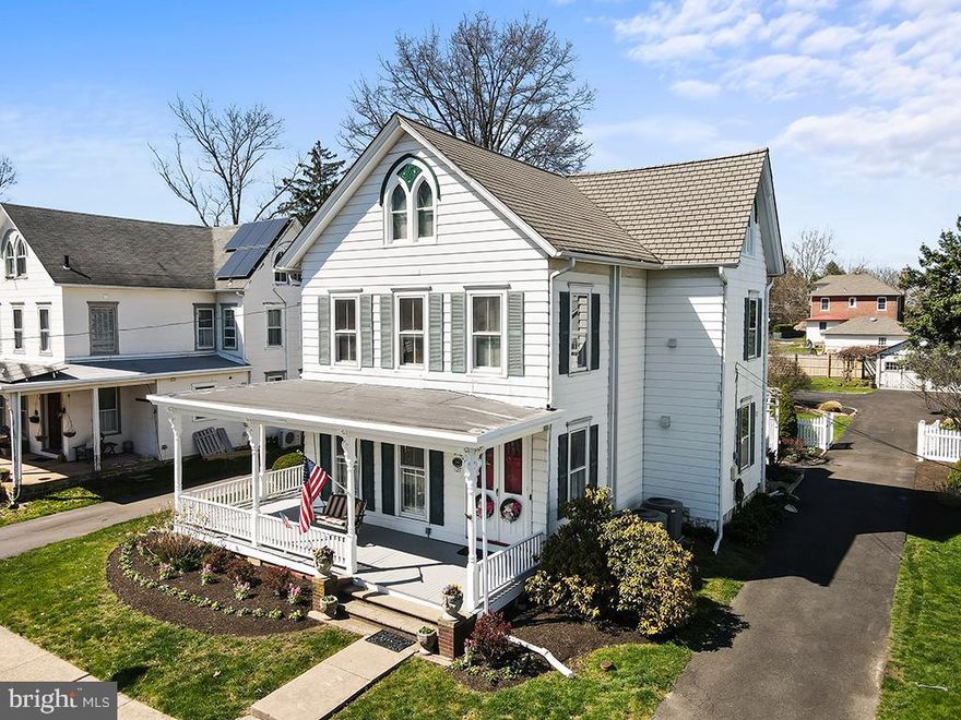 Major price reduction. Come on buy, Fall Buyers! Welcome home to your Victorian Queen Anne charmer. Also known as The Stephen Kirk House, 127 East Marshall Avenue was built in 1886. The current residents are the 13th owners and celebrate a 48-year span of loving devotion to home ownership. MAIN LEVEL: Walk onto your charming front porch (20'x8'x20') and enter through double French doors into your foyer. Notice the traditional circular floor plan and 10' ceilings. A sweeping wood banister/railing staircase leads upstairs, a hallway back to the kitchen and a large open doorway into your formal living room. Through the living room with tall windows, vintage pendant light, another set of glass French doors leads to an over-sized formal dining room with a $3K refurbished chandelier. The dining room has a historically accurate additional exterior door. For modern convenience a main floor half bathroom was added. Venture into the retro black & white checkered floored kitchen with gas cooking, lots of white cabinets/drawers and countertop space, a seating area/space for an island and stainless-steel appliances. The Sunroom directly off the kitchen doubles as a morning breakfast room and evening sitting room. Through glass French doors enter your enclosed porch (10’x16’). LOWER LEVEL: Notice the newly sealed concrete gray floors, white walls, drainage system, lots of storage space, windows letting in natural light, room for a workspace and convenient Bilco doors. UPPER LEVEL: Bask in your large full bathroom with a stunning Carrara marble floor, glass door tub/shower, porcelain pedestal sink and a mirrored door to your laundry room. Multiple storage closets, 2 large and 1 mid-sized bedroom along with a small 6th bedroom/office complete the 2nd floor. The large front bedroom was previously used as the primary bedroom. A jointed door adds character as you're led up a set of stairs from the hallway to the 3rd floor. UPPER LEVEL 2: This level was used as a functional in-law suite, but could easily be converted into whatever space needs you have. Enjoy 2 large rooms with closets and windows which could be used as bedrooms/living room/office/playroom/extra storage. The kitchenette room has a working sink, space for microwave, refrigerator and a small dining set. There’s a nice full bathroom with tub/shower and window. Through the closet in the back room there is an access panel to the attic. EXTERIOR: The back yard has its very own choreographed character and features a mature perennial garden, a custom designed paver patio (15'X16'), wrought iron fencing, rose covered trellis, white picket fencing and gates, grape vine covered arbor and trellis, Americana detached 2-car garage and workshop and a long level paved driveway. Your garage could be used for parked cars, a woodworking shop, man cave or general storage area. **MAJOR UPGRADES IN ORDER** Sun Room Remodel 1994, Screened In Porch Added 1996, Outdoor Patio & Driveway 1998, Exterior Gas Lamp & Gas Line for Outdoor Grill 1998, Select High Efficiency Windows 2000, Seamless Gutters 2001, 3-ZONE AC 2009, Built-in Convection/ Microwave Oven 2011, Whole House Generac Generator 2014, 2nd Floor Bathroom Remodel 2014, Speed Queen High Efficiency Washer & Gas Dryer 2015, 2nd floor zone AC UNIT replaced 2022, GE Stainless Steel Refrigerator 2022, Maytag Dishwasher 2022, Samsung Gas Stove with Vent 2022, 6’ Wood exterior fence 2002, Kitchen & Cabinets painted 2023, Front Porch painted 2023, New White Vinyl Garden Fence/driveway gate 2023, Wrought Iron Fence 2023, House/Roof/ Garage Power washed 3/2024, House Interior Neutral Paint 3/2024, Berber Wall-to-wall Carpeting 3/2024, Professionally Landscaped 3/2024, 200 AMP Electric Panel/Garage Sub Panel/GFCI Outlets 4/2024, Boiler/Instant Hot Water 4/2024, New 3rd Floor Zone AC High Efficiency Interior/Exterior Units 8/2024. 45 mins. to Philly/90 mins. to NYC. Schedule your tour and bring you offer!