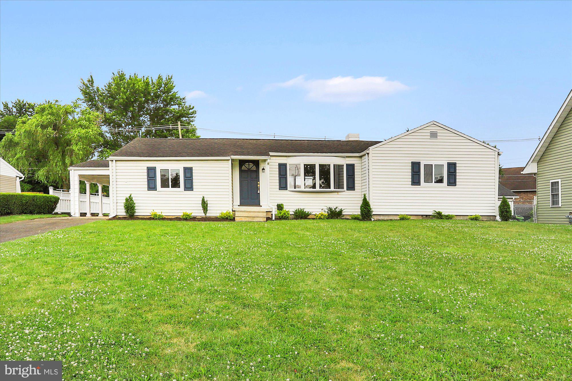 Restored ranch style home situated on a nice lot in the Chambersburg Borough! 1400 square feet of living space on one level. Large living room with fireplace and bay window. Separate dining room with wainscoating. Updated kitchen with new stainless appliances. Two bedrooms and full bath with washer/dryer. Spacious Family room. Refinished hardwood floors and recent LVP throughout home. Fresh paint throughout. Recent lighting fixtures. Attached carport/covered patio. Covered front entrance into Foyer and covered rear entrance into Kitchen. New roof 2023. Nice level backyard. Fresh landscaping. Recent paver sidewalk. Economical borough utilities. Walk to schools, shopping, and park. Owner is PA licensed Realtor. Recent heat pump installed. New 200amp service. I will not return phone calls.