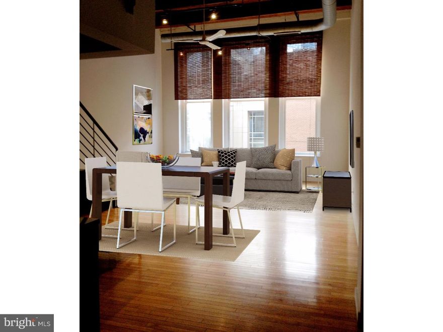 N.Y.-Style Loft In The Beautiful & Historic 8-Story Pitcairn Bldg With Skyline Views. Dynamic Center City Location Across The Street From The Reading Terminal Market And The Penn. Convention Center. Stone, Steel & Heavy Wood-Timber Bldg. Features Over sized Windows, Hardwood Floors, Extra-High Ceilings (Approx. 15 Ft) & Exposed Wood Beams. Bldg. Entrance From Arch Street Into Spacious & Beautiful Terrazzo Lobby To Modern Passenger Elevators. 2 Bedroom/2 Bath Bi-Level Loft Is Designed For Flexible And Creative Use Of The Open Space. Larger Mezzanine-Level Bedroom Overlooking The Loft; Second Bedroom On Main Floor.  Can Also Be Used As Den/Dining Room, Etc. Full Kitchen Ultra craft Adriatic Shark Cabinetry, Granite Counter tops. Convenient to all that Center City has to offer. Easy access in and out of the City with Septa Rail and Buses...major highways nearby.  Parking lots nearby. BUILDING is FHA APPROVED AND WARRANTABLE. Photos are of the unit virtually staged.